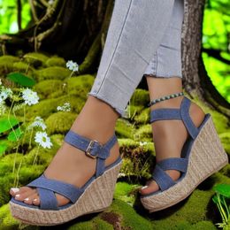 Sandal's Sandals 2023 Large Size High Heeled Slope with Straw Roman Shoes Summer Fashion Versatile Ladies for Women 230713