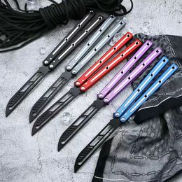 Special offer H7139 Tranier Folding Knife 420C Black Blade 6063-T6 Aluminium Handle Butterfly Training Knives Not Sharp EDC Pocket Tools