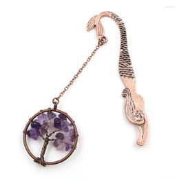 Pendant Necklaces Amethysts Stone Copper Plated Wire Wrap Mermaid Bookmark Connect Tree Of Life Round Vintage Style Jewellery