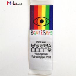 Customized clothing labels sewing notions center fold garment label side tags for clothes260G