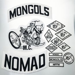 MONGOLS NOMAD MC Biker Vest Embroidery Patches 1% MFFM IN Memory Iron On Full Back of Jacket Motorcyle Patch266z