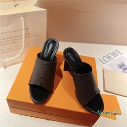 2023-Classic Womens Sandals Designer High Heels Slippers Slide Candy Colour Jelly Shoes Goat Sheepskin Leather Retro Fashion Sandal