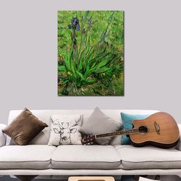 Canvas Art Hand Painted Oil Paintings of Vincent Van Gogh Irises Detailed Garden Landscape Artwork for Restaurant Decor