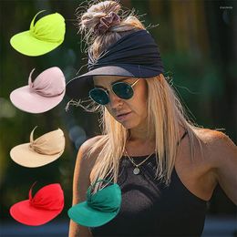 Wide Brim Hats 2023 Women's Summer Sun Hat Elastic In The Hollow Top Anti-UV Outdoor Beach Riding Cap Quick Dry Casual