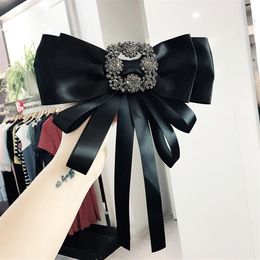 Square Big Bow Tie Brooches for Women Vintage Girl Corsage Neck Tie Fashion Cloth ShirtWedding Party Accessories235P