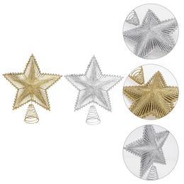 Christmas Decorations 2pcs Sparkling Tree Topper Hollow Out Star Xmas Decor Party Supplies