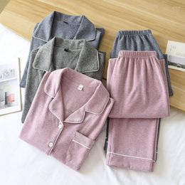 Women's Sleepwear Pyjamas And Men's Plush Long-sleeved Trousers Two-piece Set Autumn Winter Solid Warm Loungewear For Couple