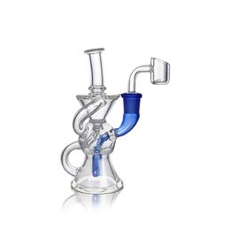 5.51inch Leo Mini clear blue Dab Rig glass bongs Unique Hive Ball with 6 holes design 14mm Joint With Quartz Banger oil bowl US warehouse retail order free shipping