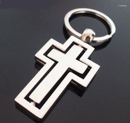 Party Favor Cross Key Ring Metal Originality Rotatable Keys Buckle Church Gift Home Car Portable Design LX1014