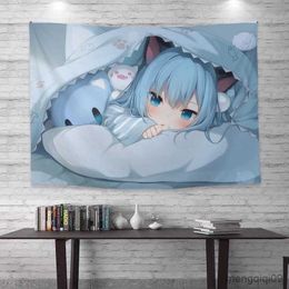 Tapestries Cartoon Anime Background Cloth Fashion Wall Cloth Cat Ears Girl Wall Cloth Tapestry Student Dormitory Home Decoration Bohemia R230713