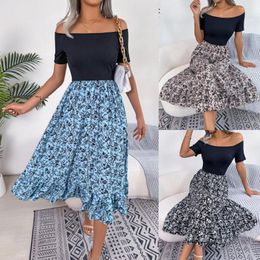 Casual Dresses FullSpark Dress Ladies Summer 2023 Floral Print Chiffon Beach Short Sleeve A-line Flower Mid-length Women Clothing