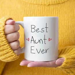 Mugs Best Aunt Ever Mug Ceramic 11oz Coffee Mug Auntie Birthday Gift Mugs Happy New Year Christmas Gift Aunty R230713