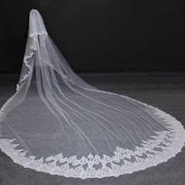 Wedding Hair Jewelry High Quality 5 Meters Neat Sparkle Sequins Lace Edge 2T Wedding Veil with Comb 5M Long Luxury 2 Layers Bridal Veil 230713