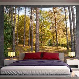 Tapestries Secluded Forest Psychedelic Scene Home Decor Tapestry Tarot Wall Hanging Boho Room Decor Beach Towel Sheets R230713