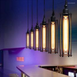 Pendant Lamps Retro Wrought Iron Flute Lamp Net Cafe Bedroom Loft Industrial Style Edison T300 Led Energy-saving AC85V-240V