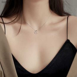 Moon Star 925 Sterling Silver Necklace Fashion Simple Sparkling Clavicle Chain Woman Wedding Jewellery Party Birthday Gift L230704