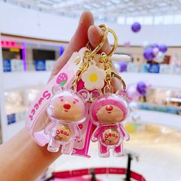 Fashion blogger designer jewelryAcrylic Strawberry Bear Keychain Exquisite Blind Box Toy Keychain mobile phone Keychains Lanyards KeyRings wholesale YS06