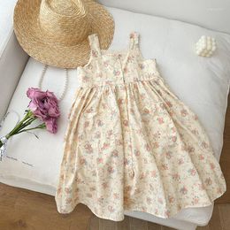 Girl Dresses Deer Jonmi 2023 Summer Korean Style Toddlers Girls Floral Printed Sleeveless Children Suspenders