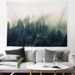 Tapestries Nordic Natural Scenery Sun Forest Mountain Tapestry Psychedelic Flower Plant Aesthetic Room Decoration Wall Hanging Cloth R230713