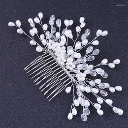 Hair Clips TANGTANG Pins Handmade Pearl Comb Wedding Dress Headdress Bridal Jewellery Gifts Forehead Accessories Rhinestone