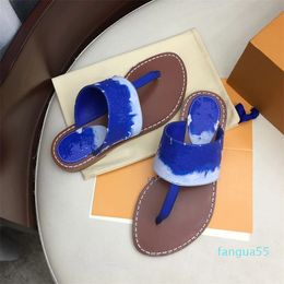 2023-High End Quality New Colorful Patent Canvas Leather Flat Thong Mule Slides Ladies Sandals Red Pink Blue Size 35 To 40