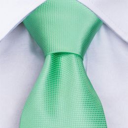 Mens Necktie Hanky Cufflinks Set Tie for Men Pocket Square Wedding Grooms Solid Mint Green Neck Tie Set MJ-371181c