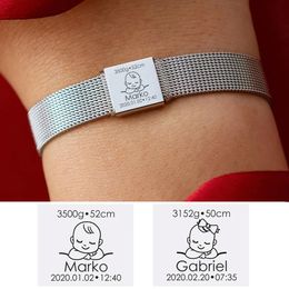 Corrente personalizada pulseira de aço inoxidável joias presente de bebê personalizado para mãe e dia da mulher 230712