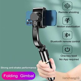 Selfie Monopods Roreta 2023 NEW Gimbal Stabilizer Selfie Stick Foldable Wireless Tripod with Bluetooth Shutter Monopod for IOS Android R230713