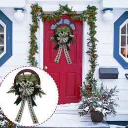 Decorative Flowers Winter Wreath Farmhouses Car Wheel Green Circle Vintage Christmas For Front Door Holiday