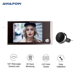 Doorbells Awapow 3 5 Inch Peephole Doorbell Camera 120 Viewer Cat Eye Door Bell Smart Home Outdoor Monitor Digital 230712