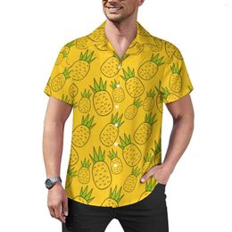 Men's Casual Shirts Cute Pineapple Tropical Fruit Print Vacation Shirt Summer Novelty Blouses Men Big Size 3XL 4XL