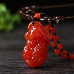 Pendant Necklaces Necklace Charm Symbolizing Wealth And Good Luck Chinese Feng Shui Belief Red Stone Bead