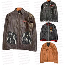Men's Leather Jackets Designer Brand Red Flag Men's Clothing 2023 Fashion Faux Leather Jacket Brand Logo Prad Leather Coats #5667