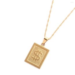 Pendant Necklaces Coin Sign Necklace Gold Colour Long US Dollar Chain Accessories Women Jewellery