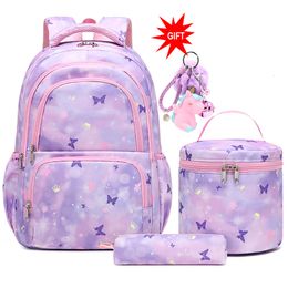 School Bags Primary school girls' waterproof backpack school children's gift school bag school pencil box lunch box 230713