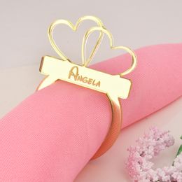 Other Event Party Supplies 100PCS Personalised Napkin Holder Acrylic Mirror Gold Napkin Ring Table Place Name Card For Weddings Party Decor Favours 230712