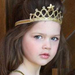 Headbands Baby Girls Sparkle Crowns Kids Grace Crown Hair Accessories Tiaras Headband With Star Rhinestone 7 Colours Drop Delivery Je Dhja6