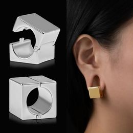 Navel Bell Button Rings Vankula 2PCS Cool Square Cuff Ear Hanger Weights Ear Gauges Plugs for Stretched Earlobe Stainless Steel Expander Body Jewellery 230713