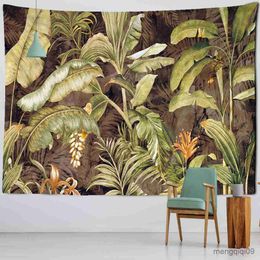 Tapestries Tropical Plants Banana Leaf Tapestry Wall Hanging Psychedelic Mystery Hippie Tapiz Boho Home Room Decor R230713