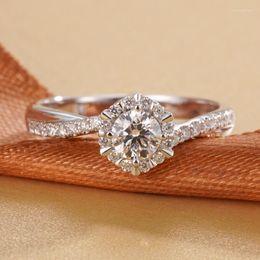 Cluster Rings Moissanite Diamond Ring With Certificate Wedding Engagement 1CT Solid 925s Silver Women's Jewellery