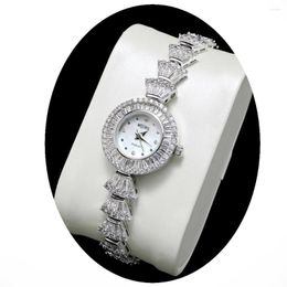 Bangle Women's Watches Cubic Zircon Elements Crystal Bracelet Watch For Wedding Party Fashion Jewelry Made With Wholesale