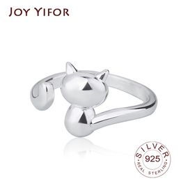 Fashion 925 Sterling Silver Cute Cat Paw Ears Animal Shape Adjustable Finger Rings Party Wedding Jewellery Making