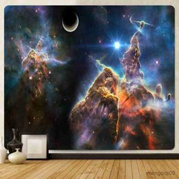 Tapestries Universe Starry Sky Polyester Printed Tapestry Home Art Deco Wall Hanging Hippie Bohemian Decorative Tapestry Sheets R230713