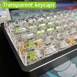 Keyboards 132 Keys Crystal Transparent Keycaps for MX Switch Mechanical Gaming Keyboard CBSA Profile Blank Backlit Keycap DIY Custom GK61 230712