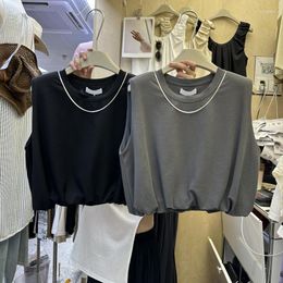 Women's T Shirts Korean Fashion Chains O-Neck Short Shirt Women Summer Solid Tee Femme 2023 Tops