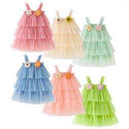 Girl Dresses Summer Dress Girls Tulle Layered Kids Birthday Party Sleeveless 3D Daisys Floral Tutu Teen Holiday Casual Wear