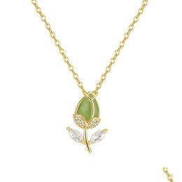 Pendant Necklaces Tip Flower Gold Plated Lover Crystal Clavicle Chain For Women Gift Drop Delivery Jewellery Pendants Dhayf