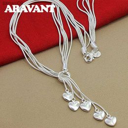 925 Silver Heart Necklaces Chain For Women Fashion Jewelry L230704