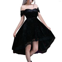 Casual Dresses Dark Large Size Gothic Dress Short Front And Long Backless Enhance The Cape Clasp Chain Mediaeval Green