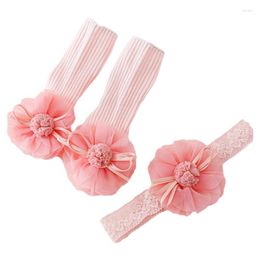 Clothing Sets Baby Lace Headband & Socks Set For 0-2Y Girls Elastic Princess Headdress Toddlers Non-Slip Floor Accessories